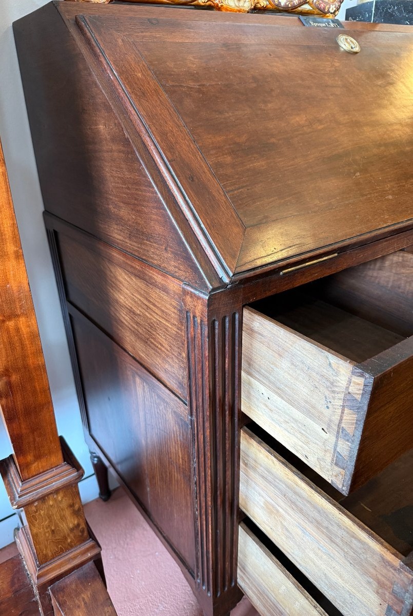 Commode scriban meuble de port Louis XVI acajou époque XVIIIème-photo-6