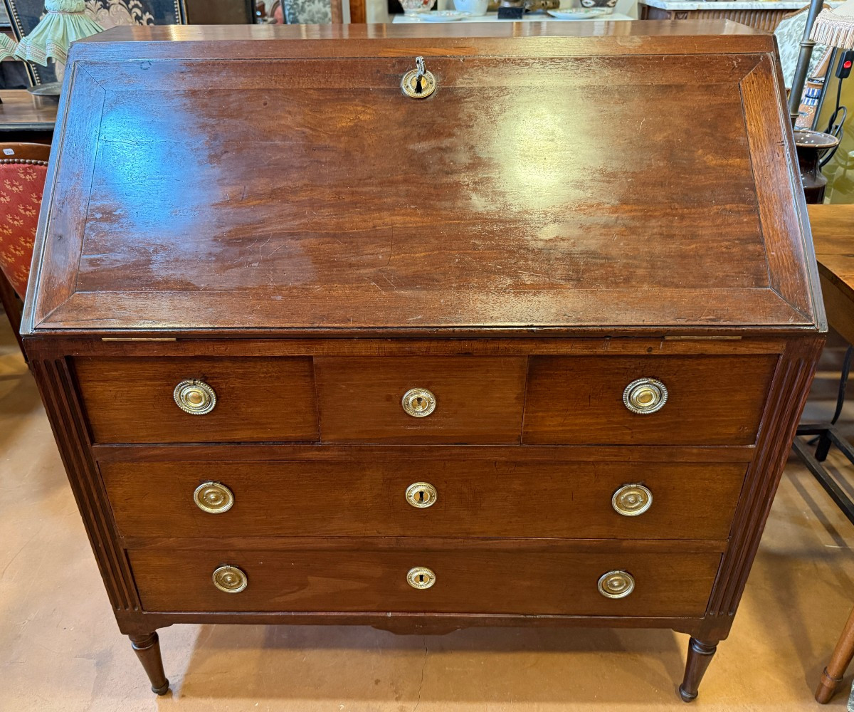 Commode scriban meuble de port Louis XVI acajou époque XVIIIème