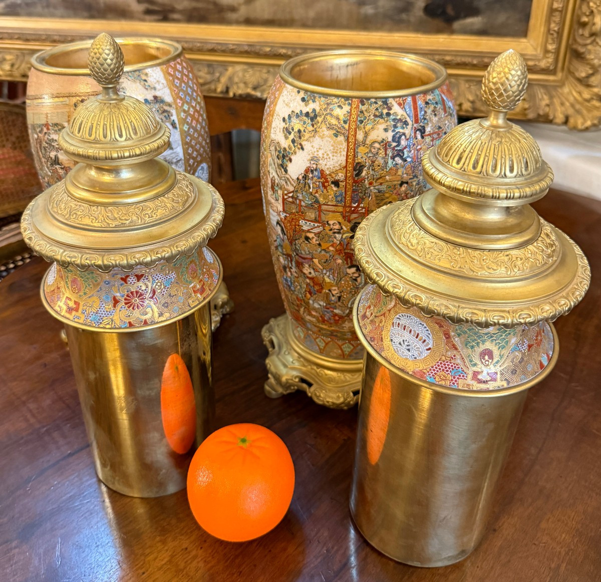 Important Pair Of Satsuma Faience Vases Mounted In Bronze, Japan, Meiji Period, Circa 1880 -photo-2