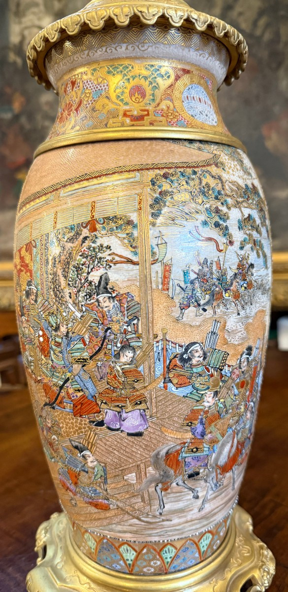 Important Pair Of Satsuma Faience Vases Mounted In Bronze, Japan, Meiji Period, Circa 1880 -photo-5