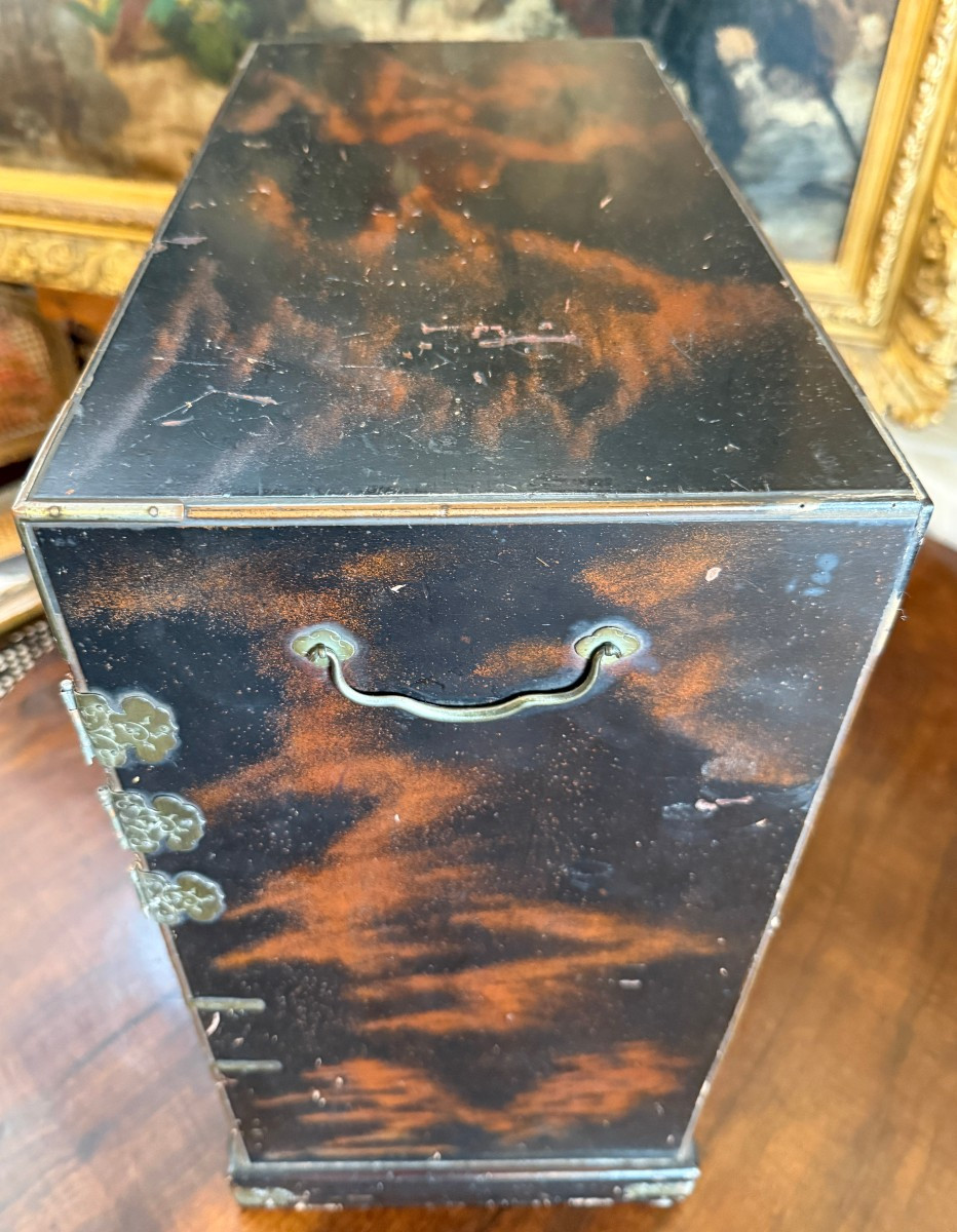 Cabinet en laque du Japon  , marqueterie Yosegi et nacre fin XIXème-photo-7