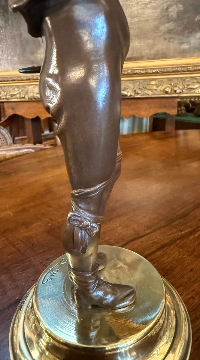 Small Bronze Sculpture Of A Renaissance Man Drinking By Alfred Barye, 19th Century-photo-6