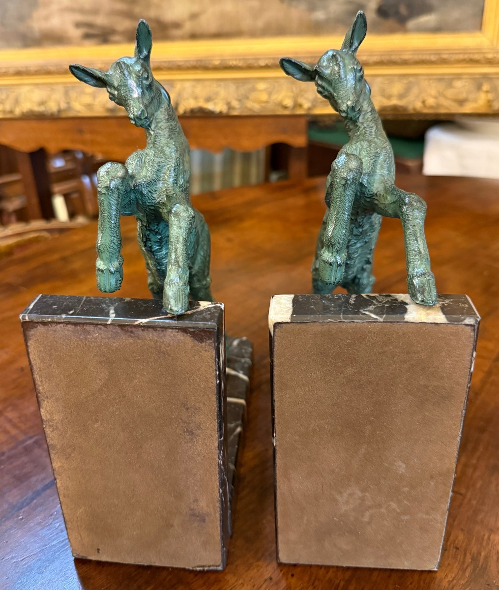 Pair Of Art Deco Bookends With Kid Goats By Carlier Circa 1925-photo-6