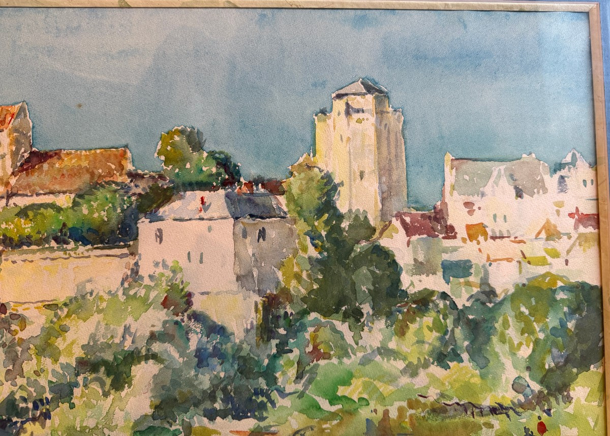Pierre Langlade Large Watercolor La Roche Posay  Vienne-photo-6