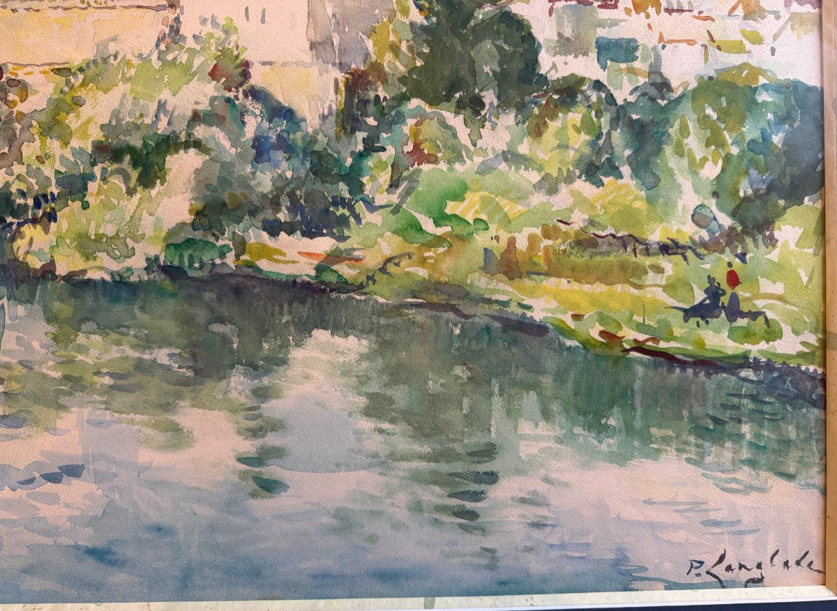 Pierre Langlade Large Watercolor La Roche Posay  Vienne-photo-7
