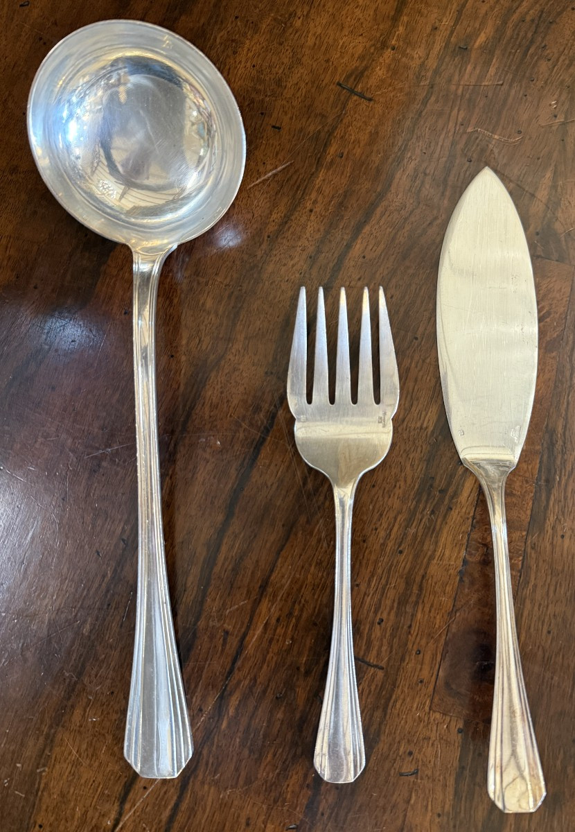 Christofle partie de ménagère Art Déco design Luc Lanel modèle Boréal 75 pièces-photo-6