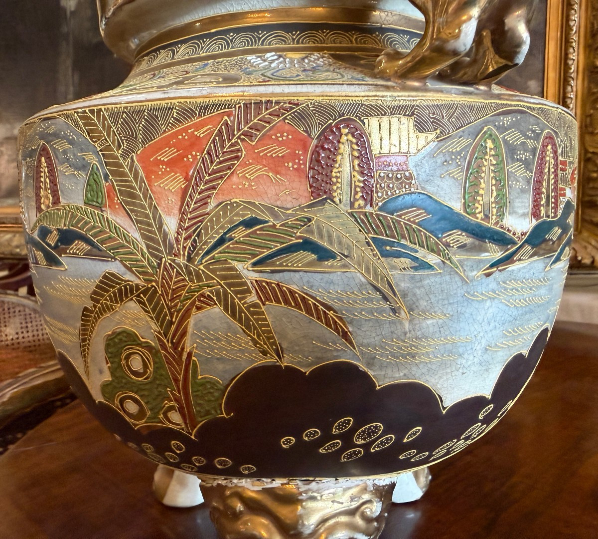 Important brûle-parfum en faïence de Satsuma Japon époque Meiji fin XIXème 45 cm-photo-2