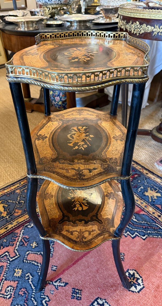 Napoleon III Marquetry Side Table With Musical Instruments, Late 19th Century-photo-4