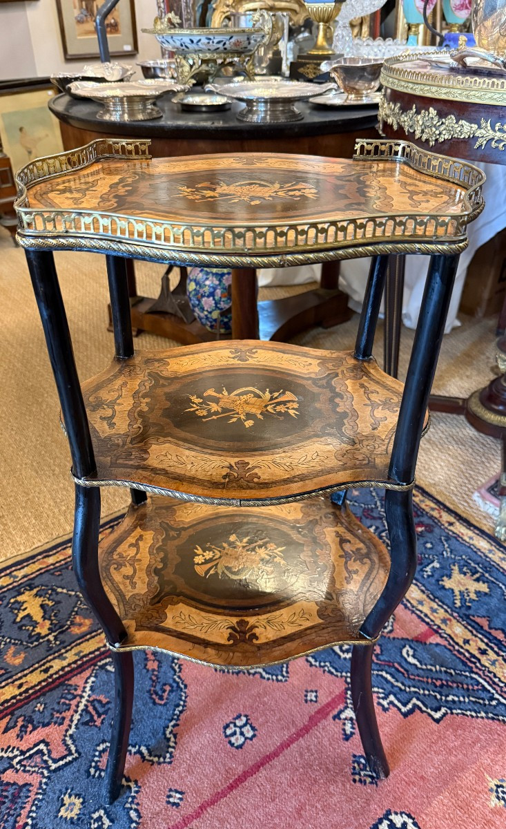 Napoleon III Marquetry Side Table With Musical Instruments, Late 19th Century-photo-5
