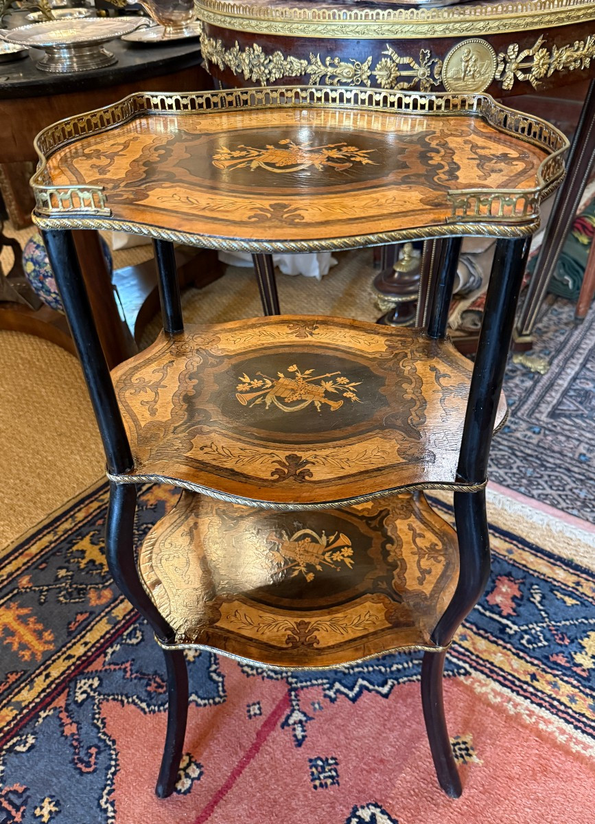 Napoleon III Marquetry Side Table With Musical Instruments, Late 19th Century