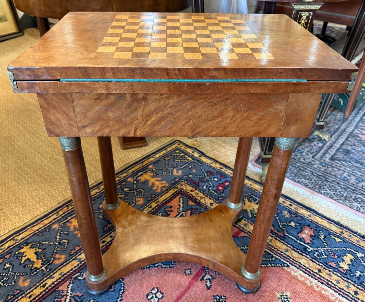 Empire Mahogany  Chess Game  Table, Early 20th Century-photo-4