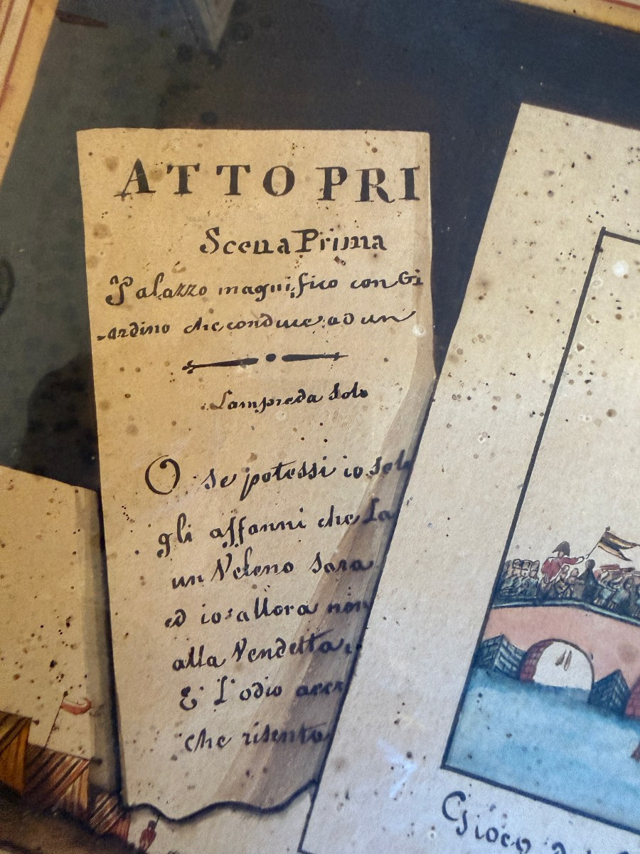 Gouache en trompe l'œil Le jeu du pont de Pise école italienne début XIXème-photo-1