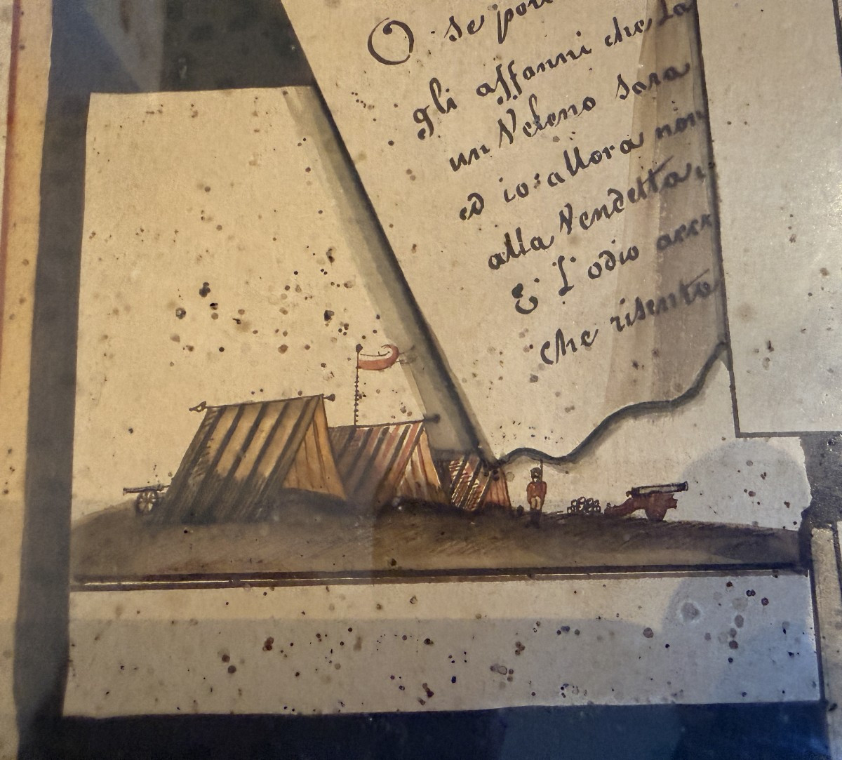 Gouache en trompe l'œil Le jeu du pont de Pise école italienne début XIXème-photo-2