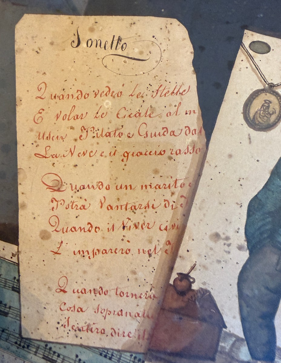 Gouache en trompe l'œil Franchi par Giovanni Mapucci  école italienne début XIXème-photo-1