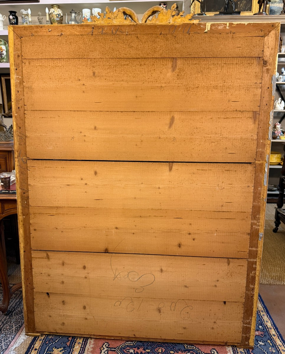 Large Louis XVI Style Fireplace Mirror In Gilded Stucco Wood, Napoleon III Period, Late 19th Century -photo-8