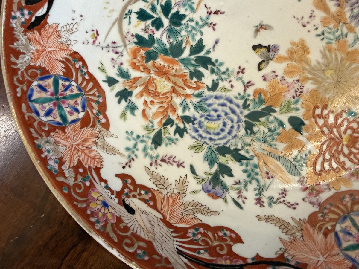 Japon grand plat en porcelaine de Kutani époque Meiji fin XIXème 37,5 cm-photo-2