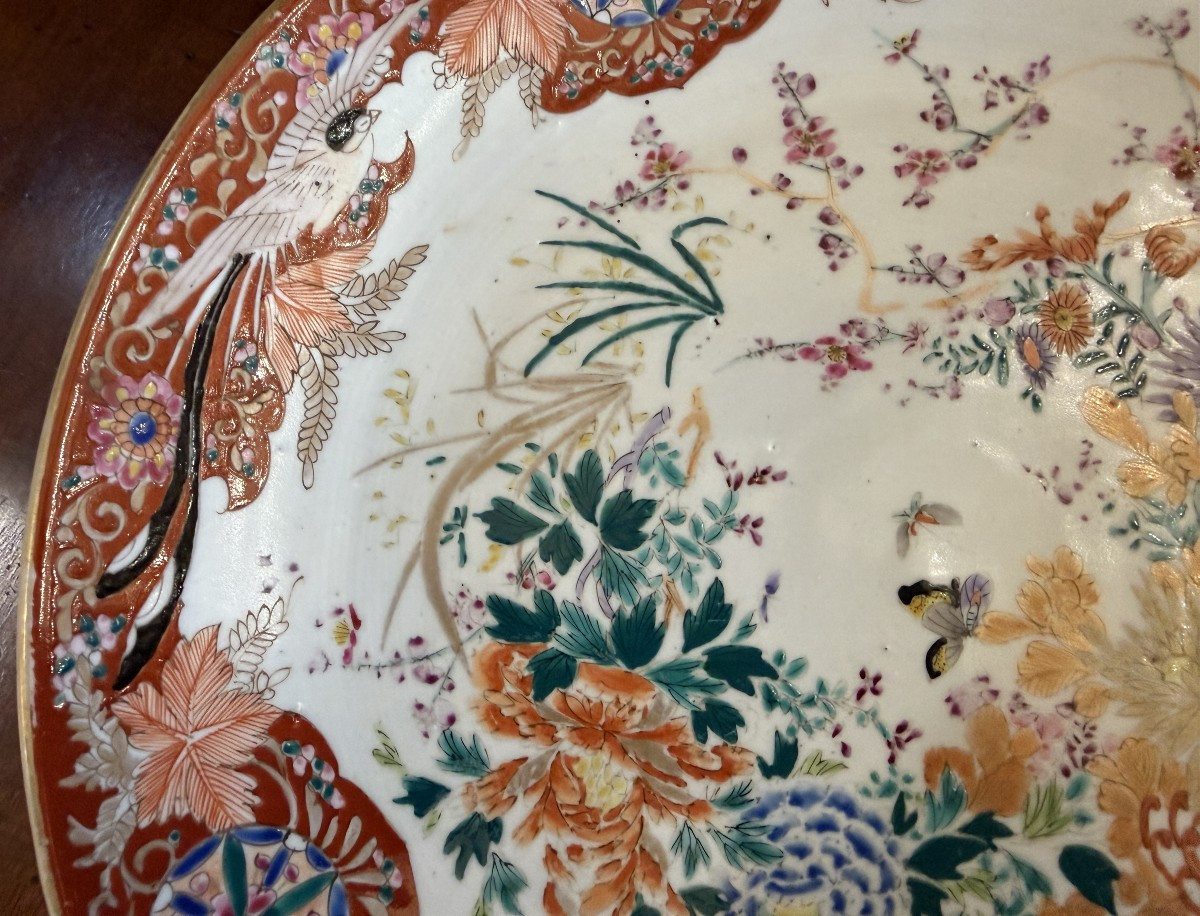 Japon grand plat en porcelaine de Kutani époque Meiji fin XIXème 37,5 cm-photo-3