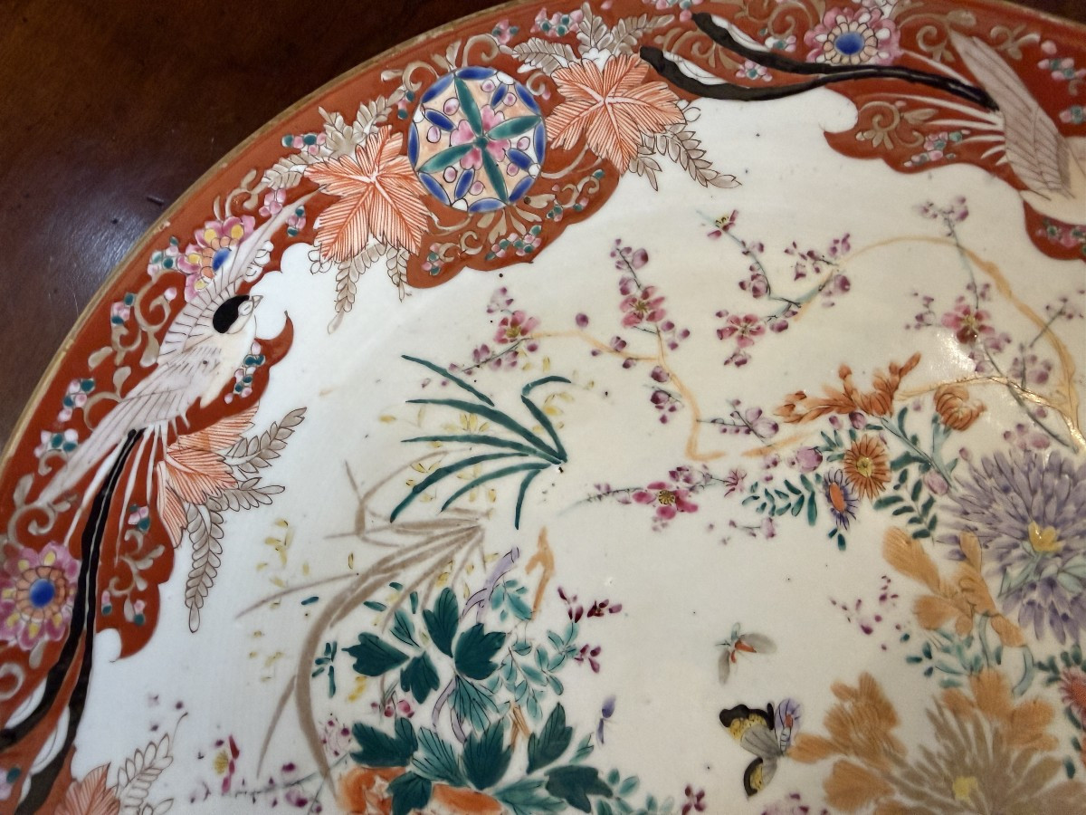 Japon grand plat en porcelaine de Kutani époque Meiji fin XIXème 37,5 cm-photo-4