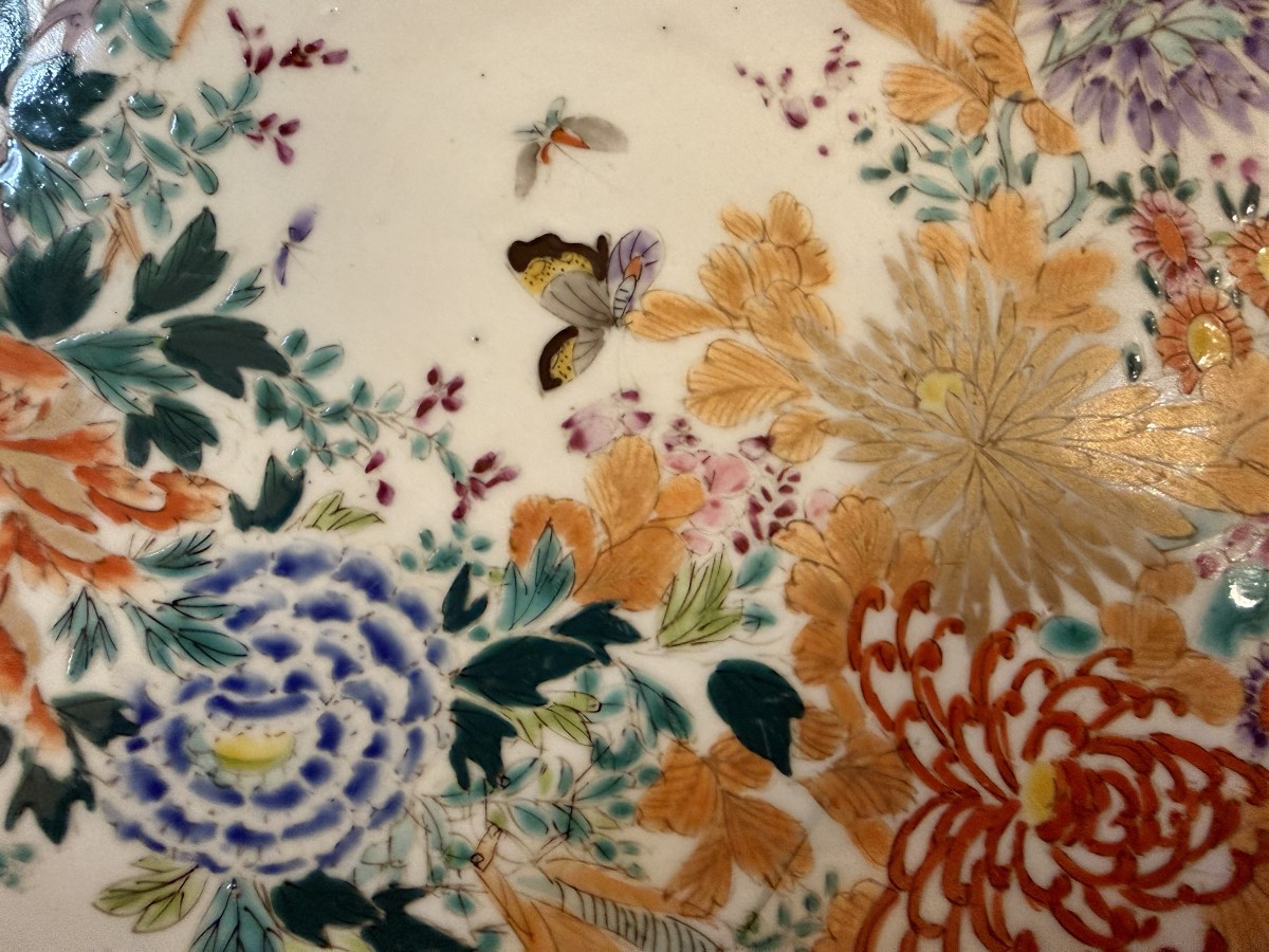Japon grand plat en porcelaine de Kutani époque Meiji fin XIXème 37,5 cm-photo-5