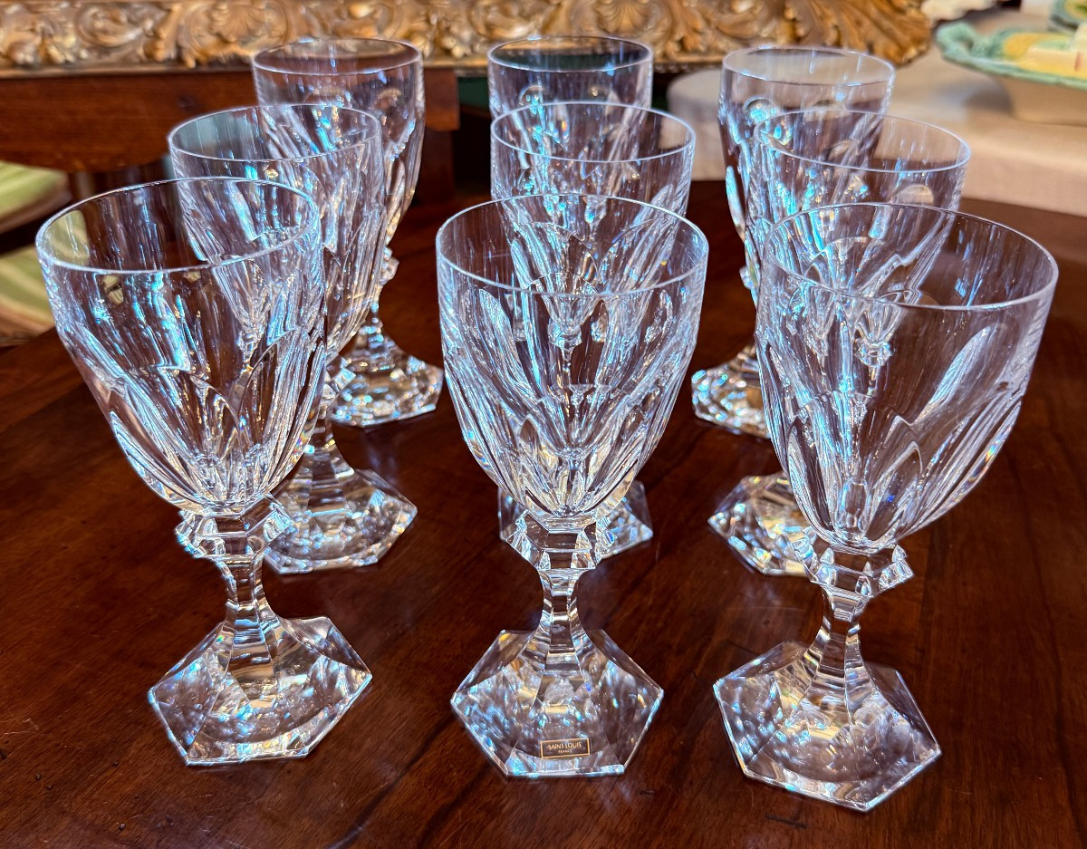 Saint Louis 9 verres à eau en cristal modèle Chambord 