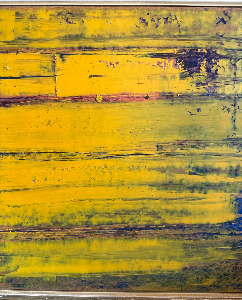 Antal BIRO  tableau composition abstraite  huile sur papier 1961-photo-4