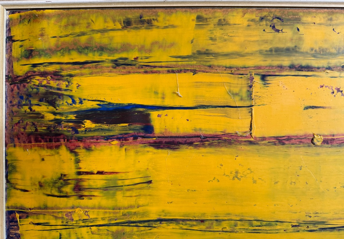 Antal BIRO  tableau composition abstraite  huile sur papier 1961-photo-2