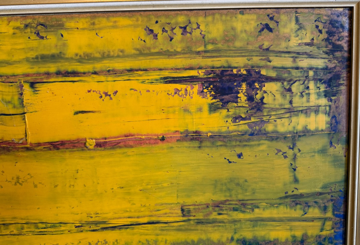 Antal BIRO  tableau composition abstraite  huile sur papier 1961-photo-3