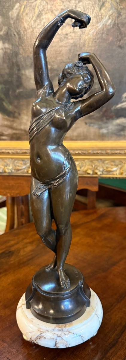 Two Bronze Sculptures Of Nude Female Dancers,  Pendant By Louis Kley, Late 19th Century-photo-2