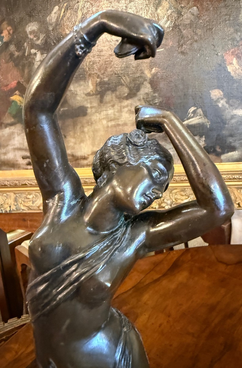 Two Bronze Sculptures Of Nude Female Dancers,  Pendant By Louis Kley, Late 19th Century-photo-3