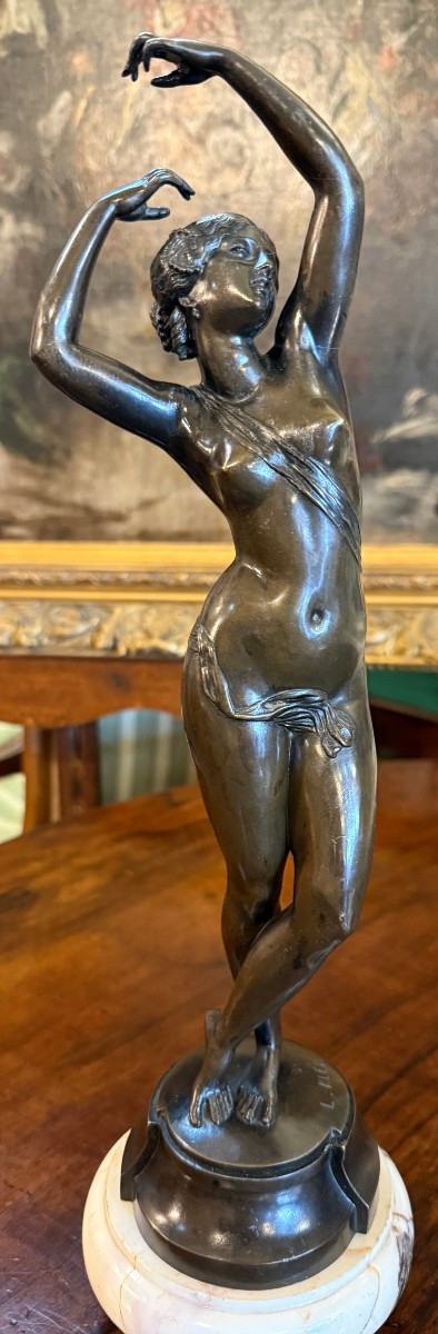 Two Bronze Sculptures Of Nude Female Dancers,  Pendant By Louis Kley, Late 19th Century-photo-5