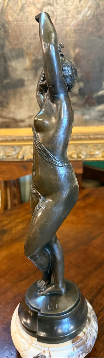 Two Bronze Sculptures Of Nude Female Dancers,  Pendant By Louis Kley, Late 19th Century-photo-7