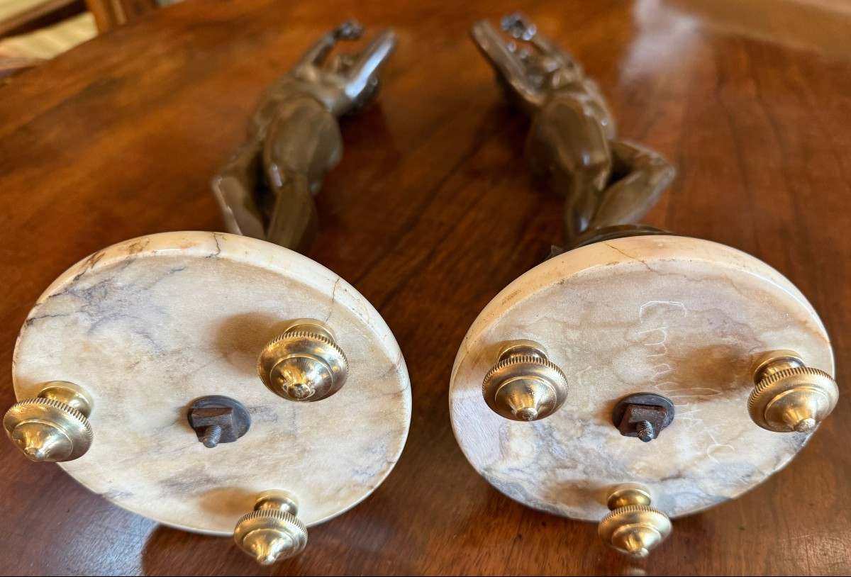 Two Bronze Sculptures Of Nude Female Dancers,  Pendant By Louis Kley, Late 19th Century-photo-8