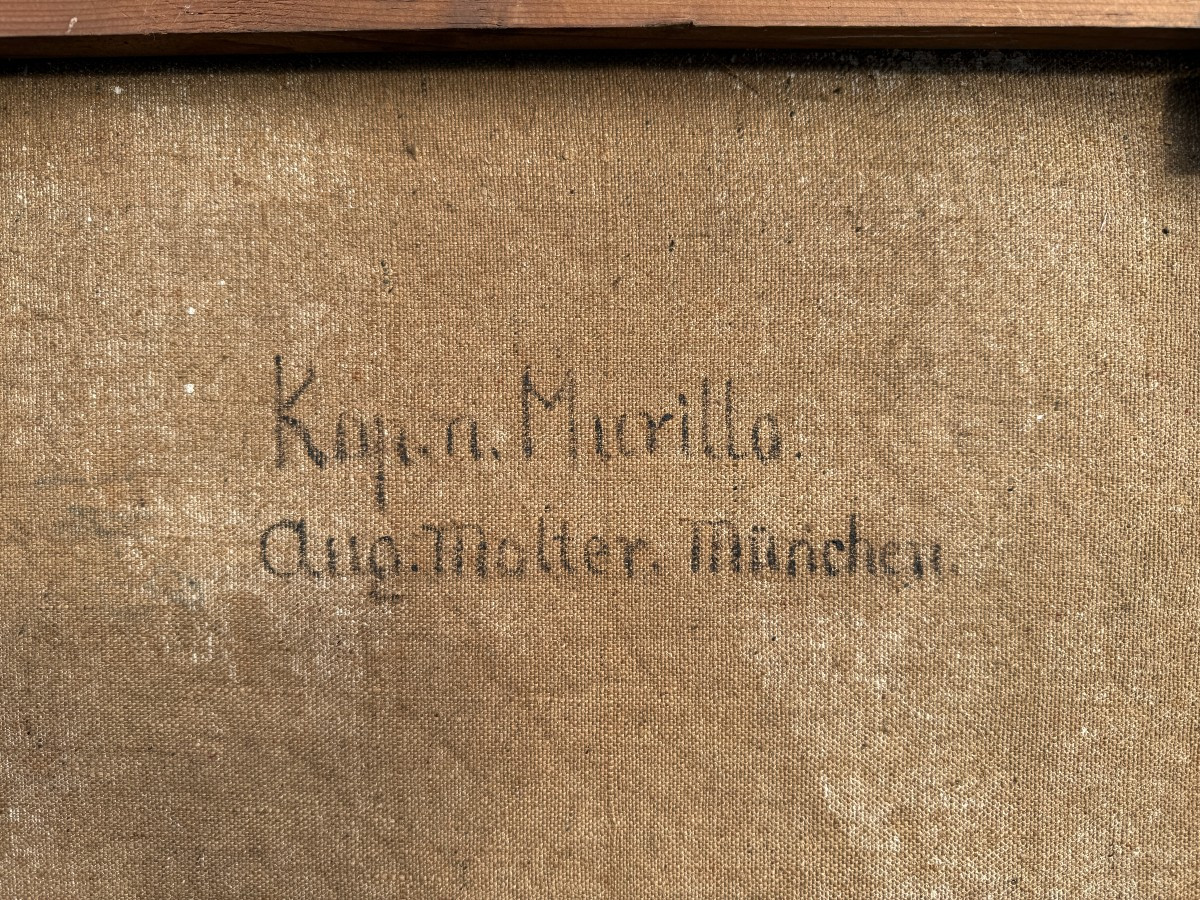 Grand tableau enfants mangeant du melon et du raisin par Murillo copie de Aug Molter vers 1840 -photo-8