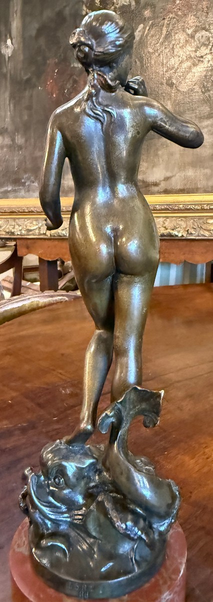 Small Art Nouveau Bronze Sculpture Of Woman  Goddess  Amphitrite  By Valentin Deplechin 1893-photo-3