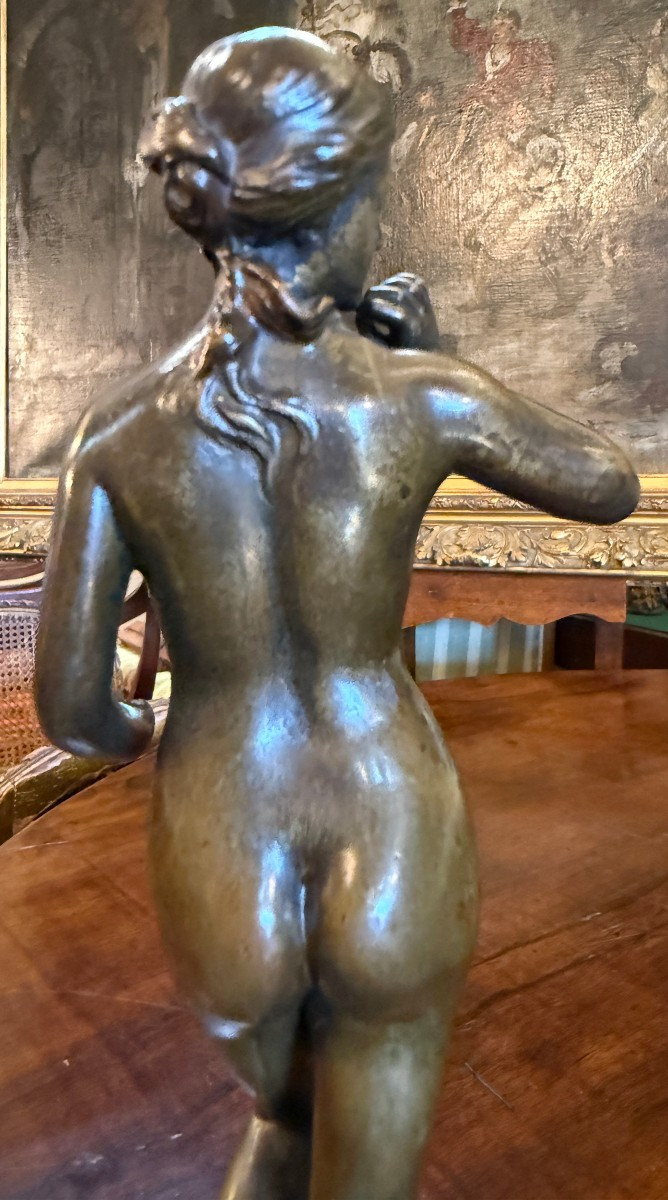 Small Art Nouveau Bronze Sculpture Of Woman  Goddess  Amphitrite  By Valentin Deplechin 1893-photo-4