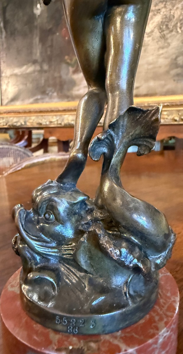Small Art Nouveau Bronze Sculpture Of Woman  Goddess  Amphitrite  By Valentin Deplechin 1893-photo-5