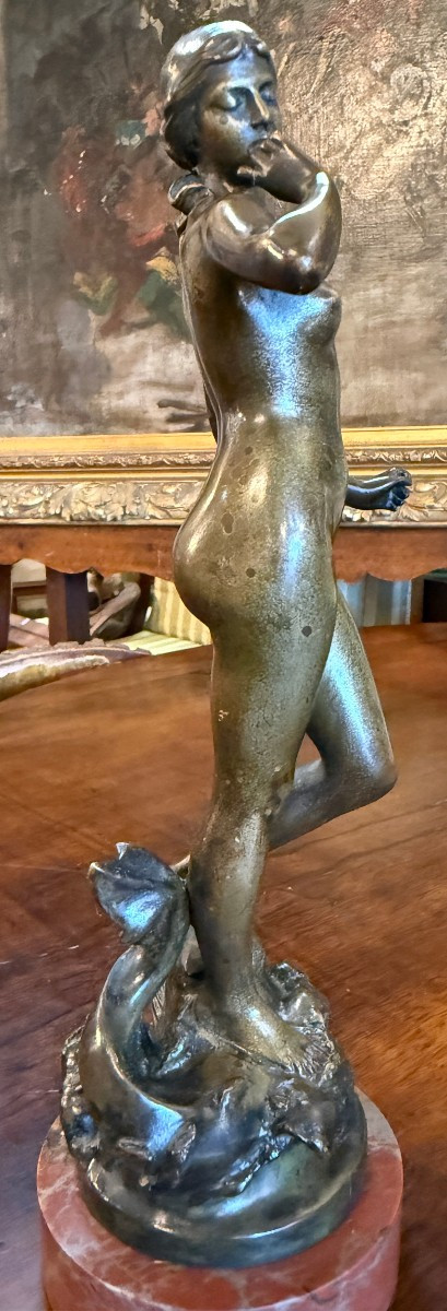 Small Art Nouveau Bronze Sculpture Of Woman  Goddess  Amphitrite  By Valentin Deplechin 1893-photo-6