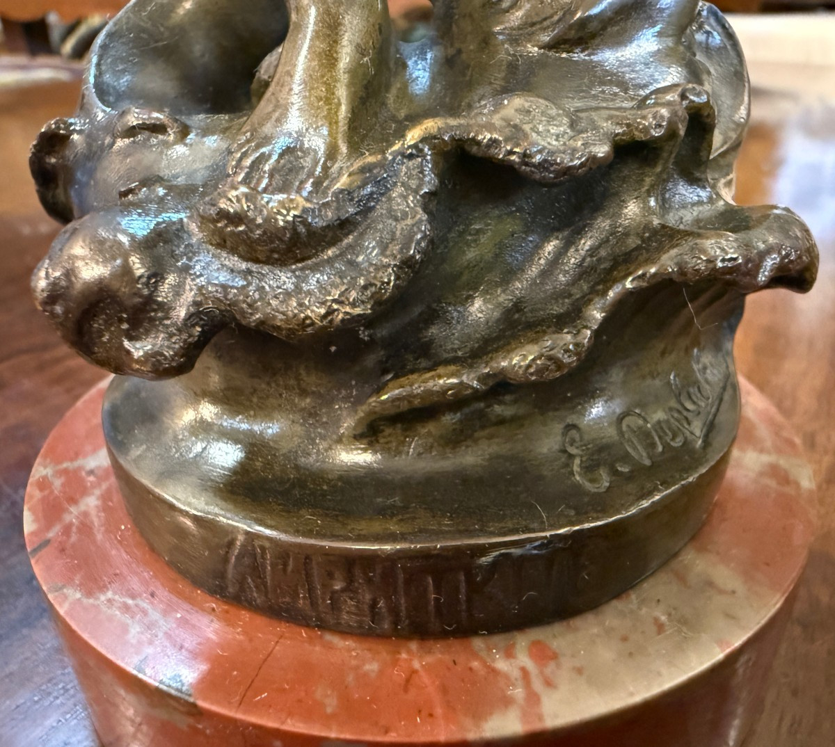 Small Art Nouveau Bronze Sculpture Of Woman  Goddess  Amphitrite  By Valentin Deplechin 1893-photo-7