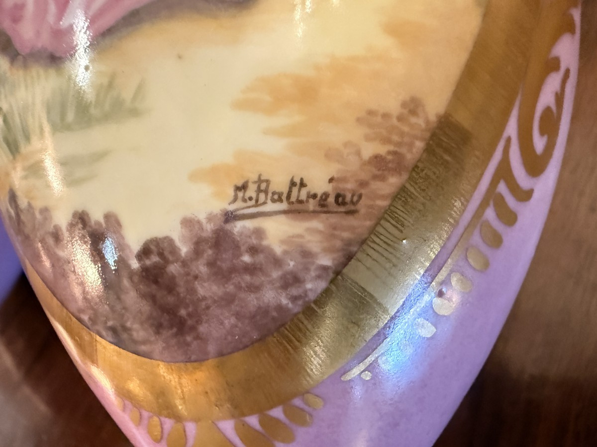 Pair Of Pink Porcelain Vases With Bronze Mounts In The Late 19th Century Sèvres Style-photo-7