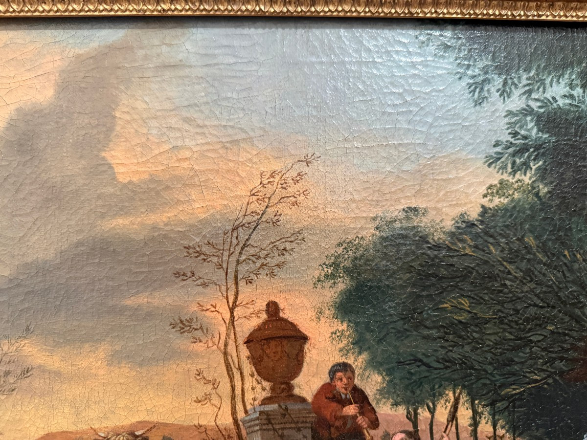 Tableau école hollandaise  XVIIIème " scène pastorale " suiveur de Johan Van Gool-photo-7