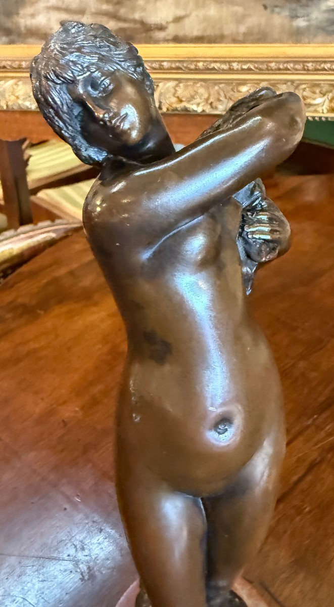 Small Bronze Sculpture Of A Nude Venus Emerging From The Bath By Eberlein Late 19th Century-photo-2