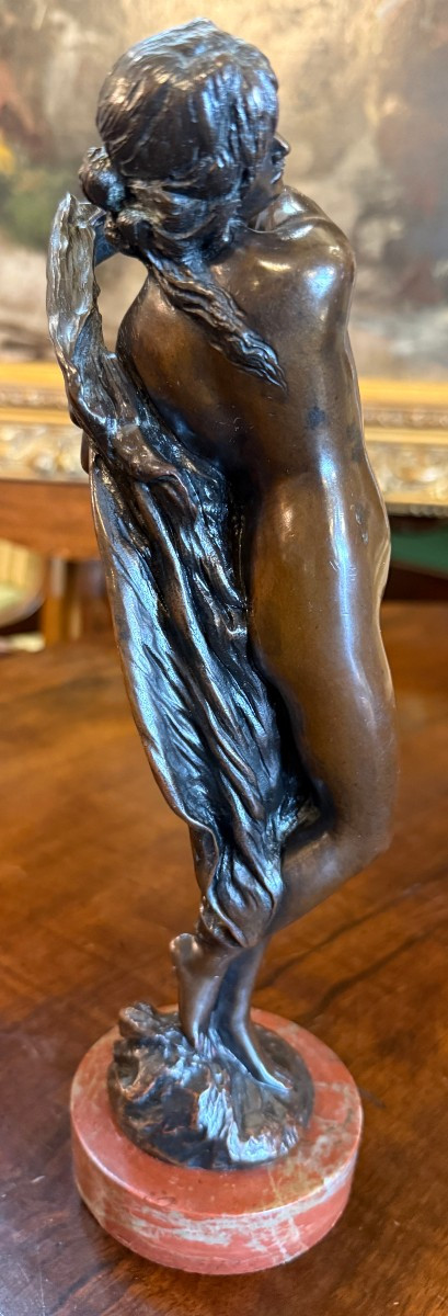 Small Bronze Sculpture Of A Nude Venus Emerging From The Bath By Eberlein Late 19th Century-photo-3