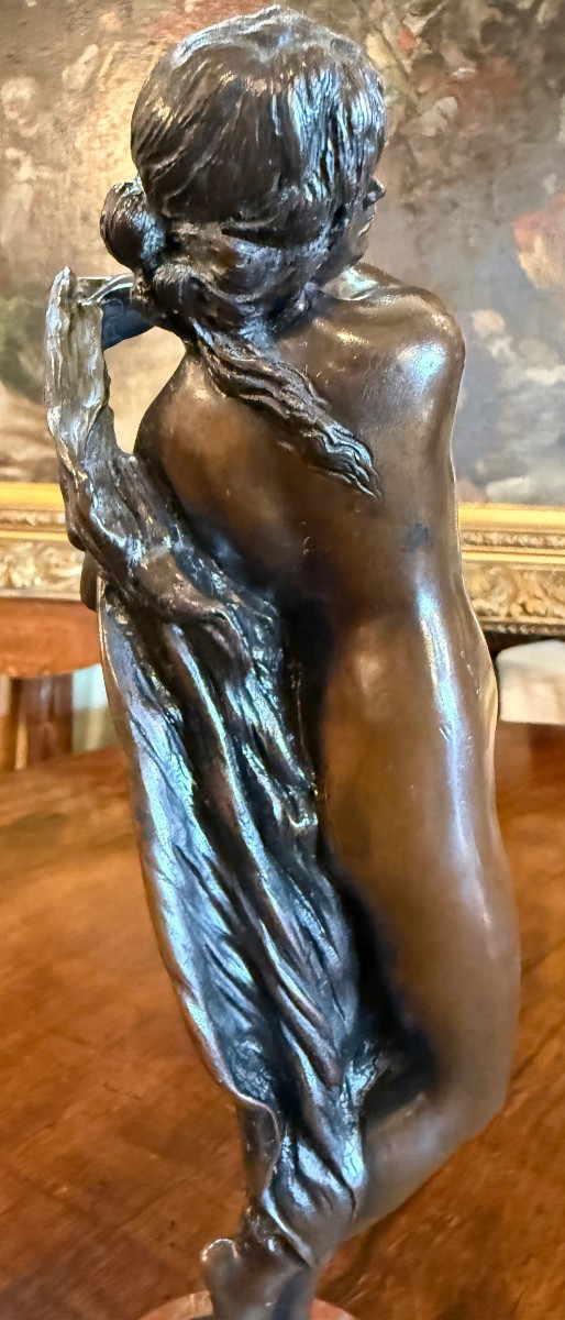 Small Bronze Sculpture Of A Nude Venus Emerging From The Bath By Eberlein Late 19th Century-photo-4
