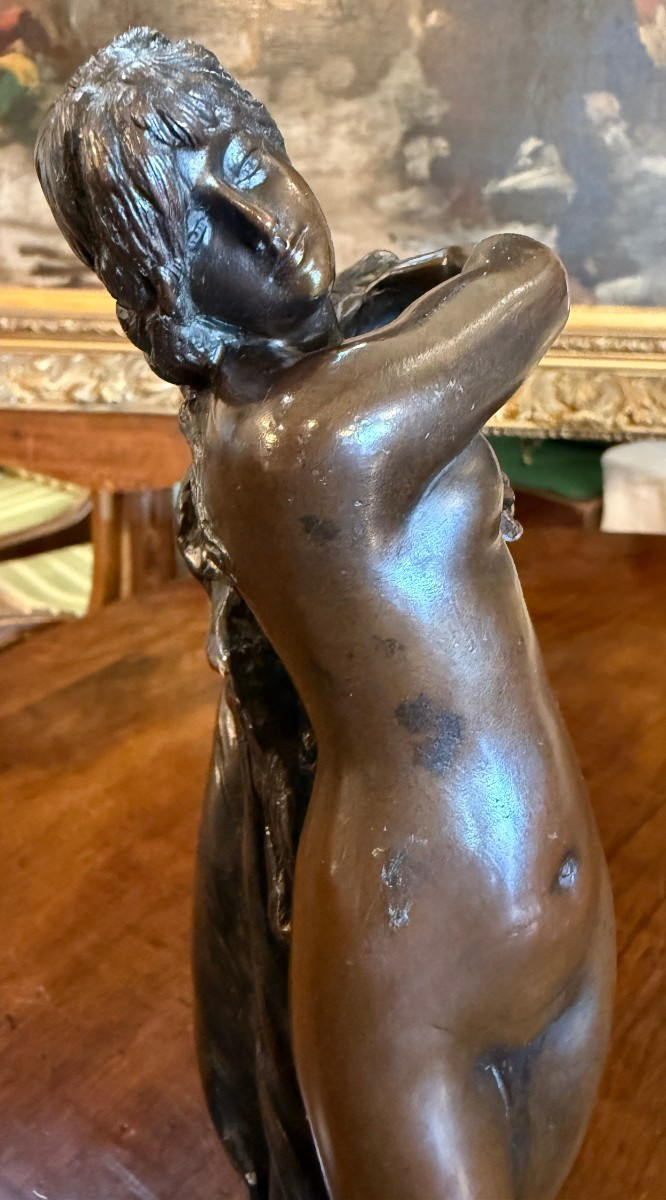 Small Bronze Sculpture Of A Nude Venus Emerging From The Bath By Eberlein Late 19th Century-photo-6