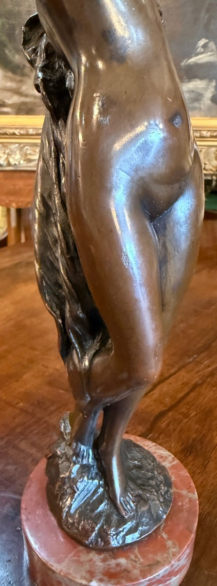 Small Bronze Sculpture Of A Nude Venus Emerging From The Bath By Eberlein Late 19th Century-photo-7