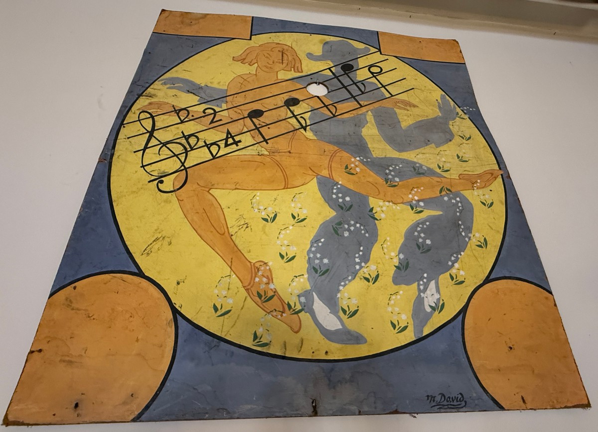 Large Decorative Panel Of An Old Dance Bar In La Pallice La Rochelle By M Martin 1950-photo-2