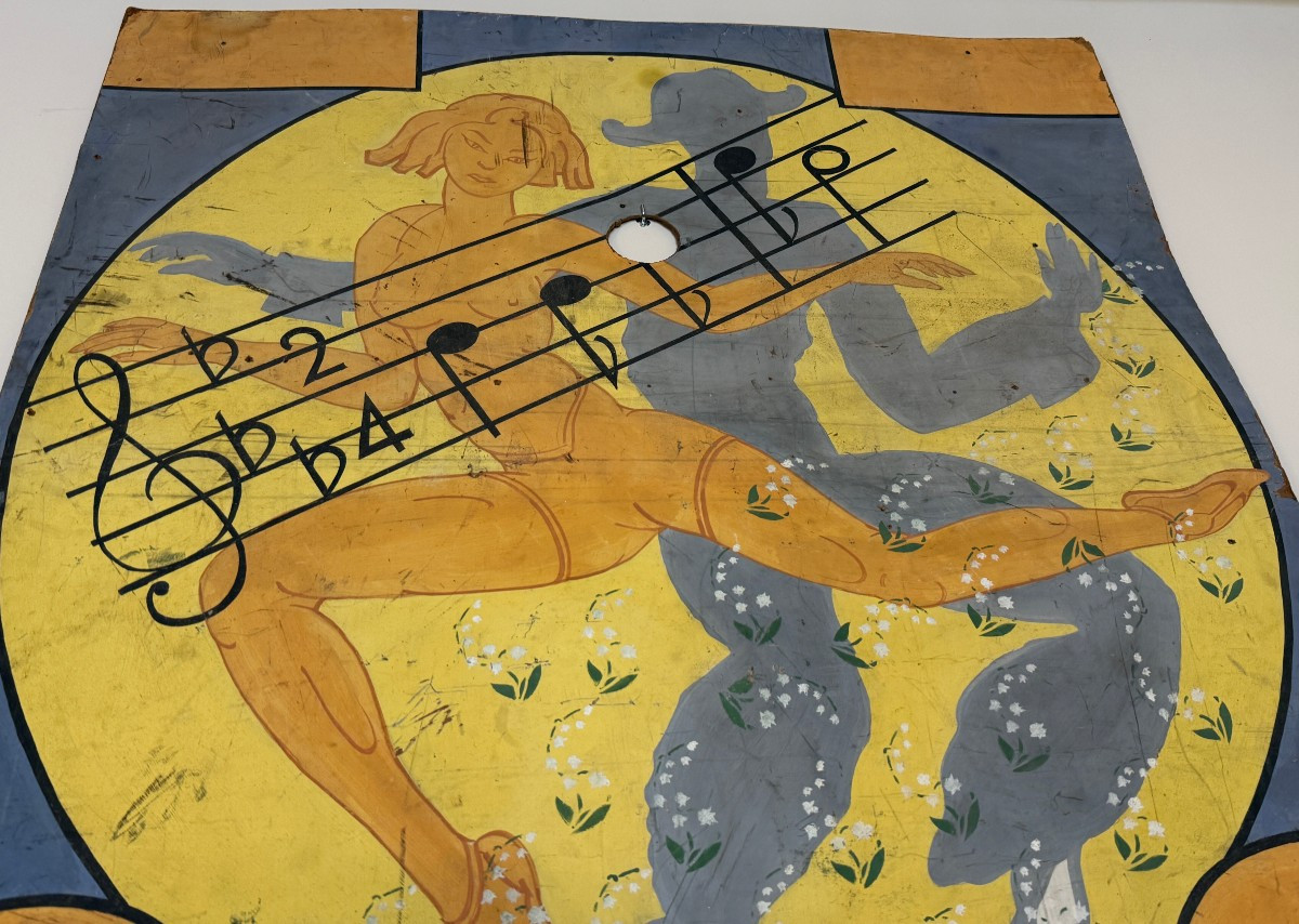 Large Decorative Panel Of An Old Dance Bar In La Pallice La Rochelle By M Martin 1950-photo-4