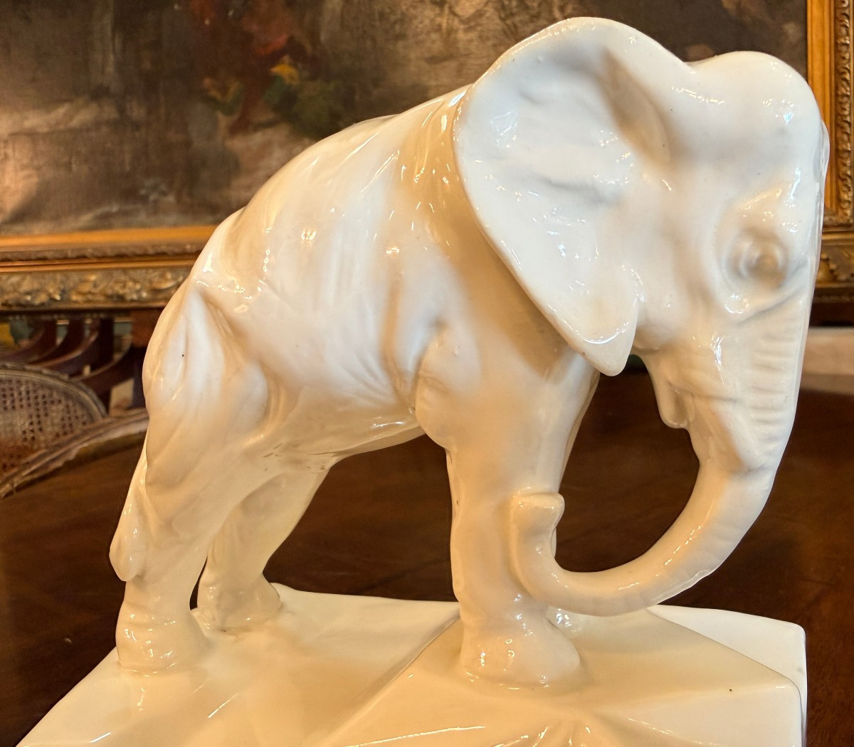Pair Of Art Deco Elephant Bookends In Royal Dux Porcelain Circa 1930-photo-3