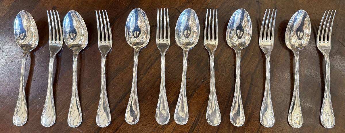 Christofle Menagère 6 Personnes Modèle Perle 39 Pieces-photo-4
