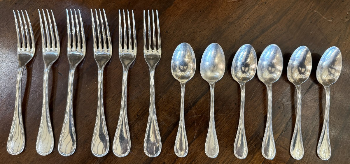 Christofle Menagère 6 Personnes Modèle Perle 39 Pieces-photo-2